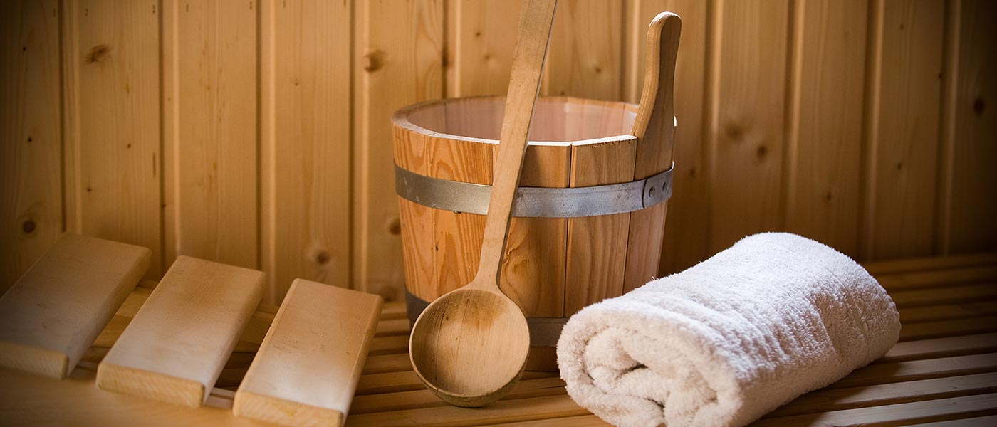 la sauna finlandese in legno in un wellness hotel
